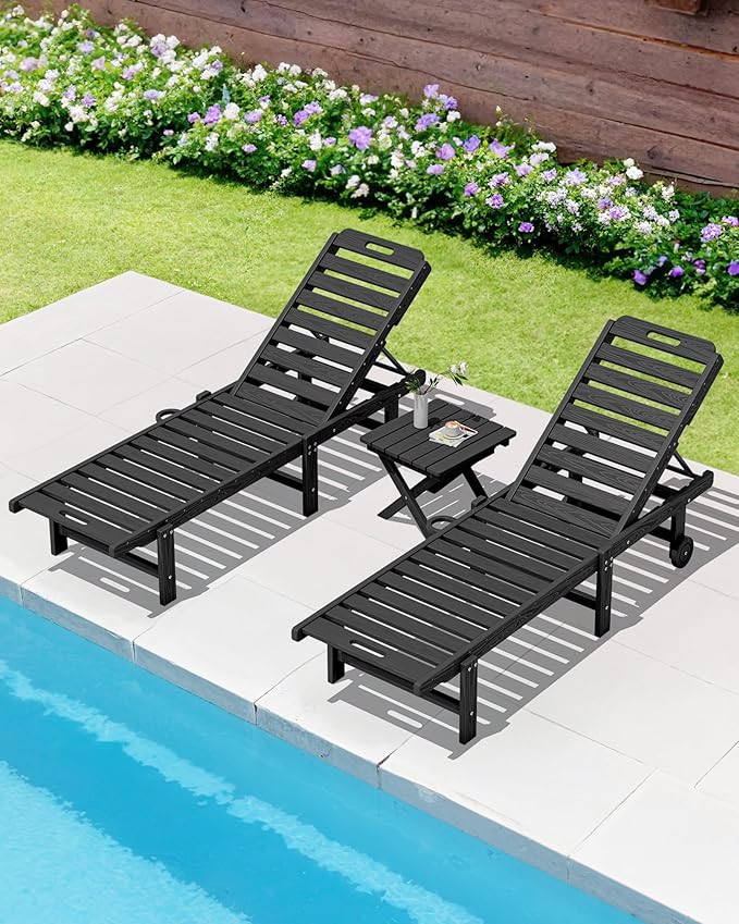 SERWALL Portable Folding Adirondack Table, HDPE Material Outdoor End Table