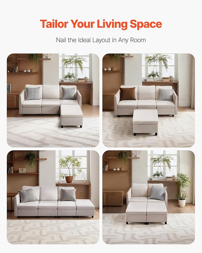 VEVOR Modular Sectional Sofa, 3-Seater Modular Sofa