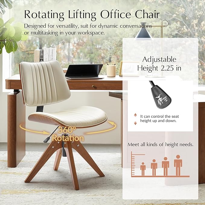 HULALA HOME Faux Leather Home Office Chair
