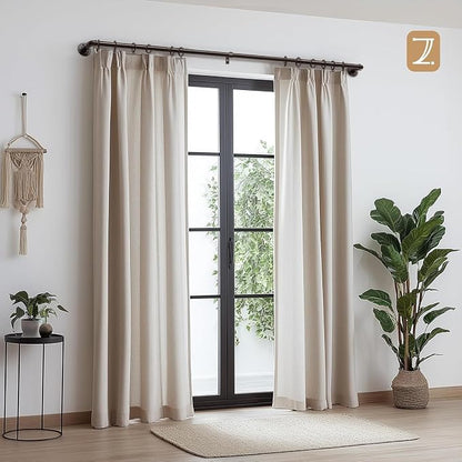 Zeerobee Curtain Rods for Windows 32 to 48, 1 Inch Industrial Wrap Around Antique Bronze Curtain Rod, Indoor/Outdoor Room Divider Adjustable Drapery Pole, 32"-48"