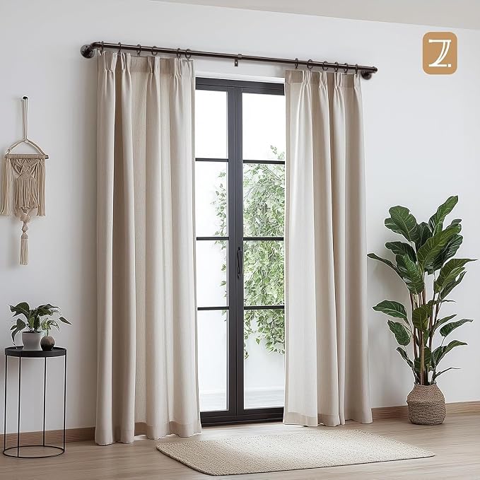Zeerobee Curtain Rods for Windows 32 to 72, 1 Inch Industrial Wrap Around Antique Bronze Curtain Rod, Indoor/Outdoor Room Divider Adjustable Drapery Pole, 32"-72"