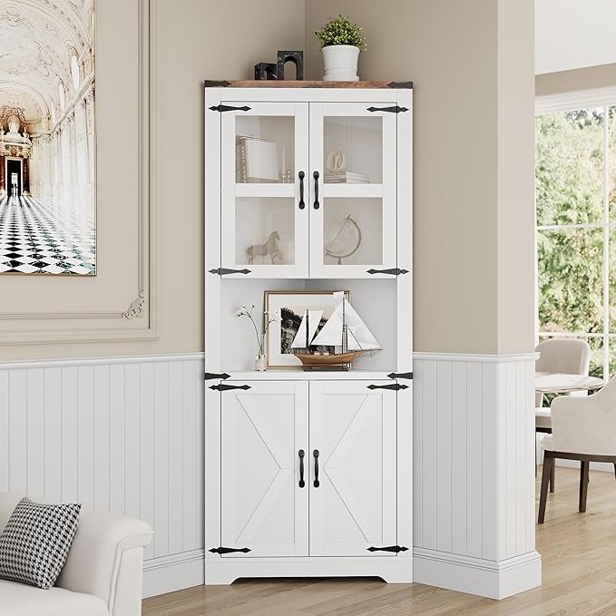 GarveeHome 67 in Tall Corner Storage Cabinet