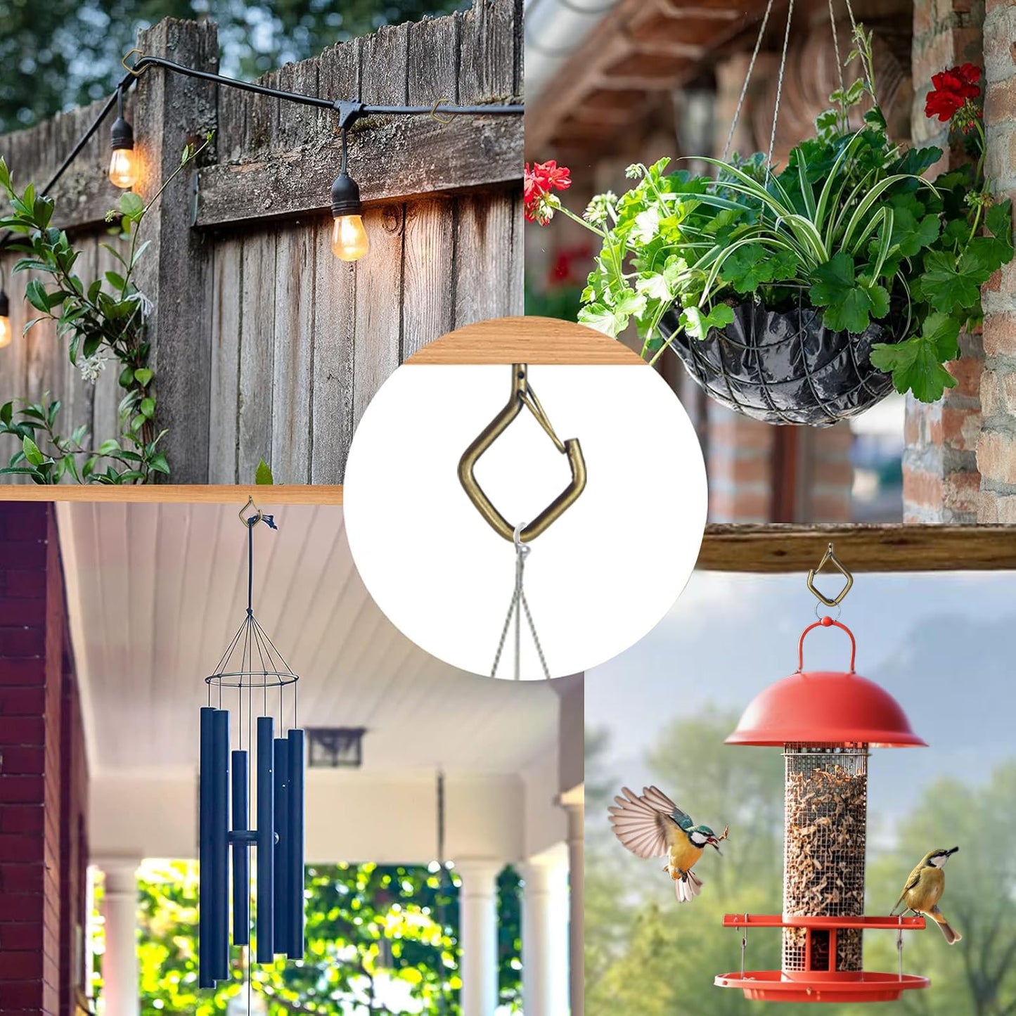 Viweolm 60 Pcs Bronze Eye Hooks Screw Heavy Duty,Ceiling Hooks for Hanging Plants,String Lights,Cup,Wind Chime,Bird Feeders. Plant Hanger Indoor&Outdoor