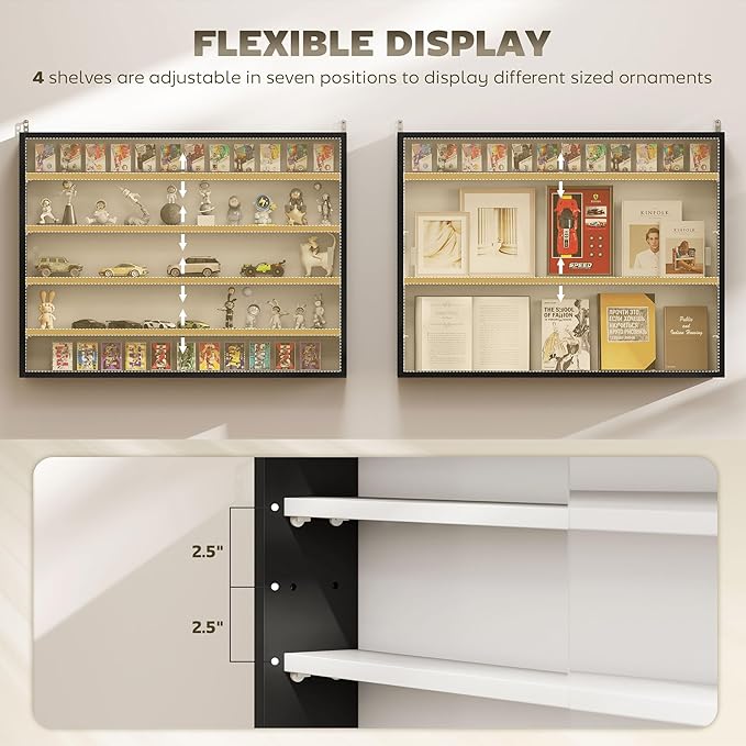 HOMCOM 5-Tier Display Cabinet, Glass Door Cabinet