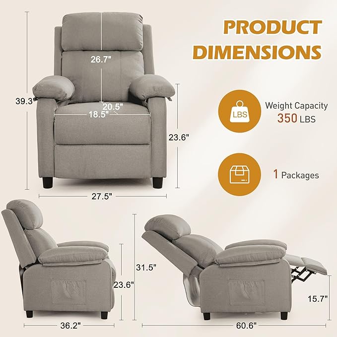 Korser Recliner Chair, Living Room Chairs