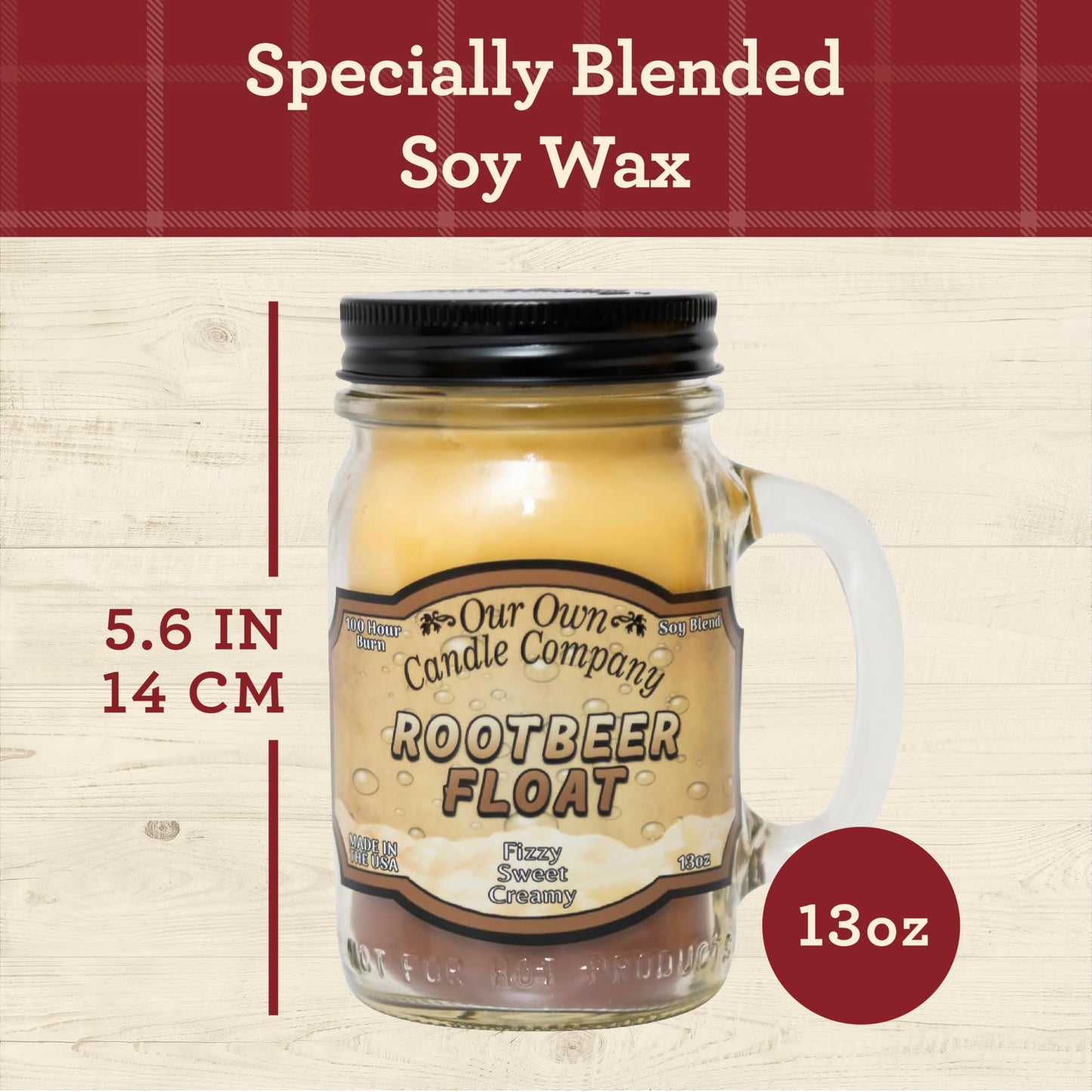 Our Own Candle Company Root Beer Float Scented Mason Jar Candle, 100 Hour Burn Time, 13 Ounces