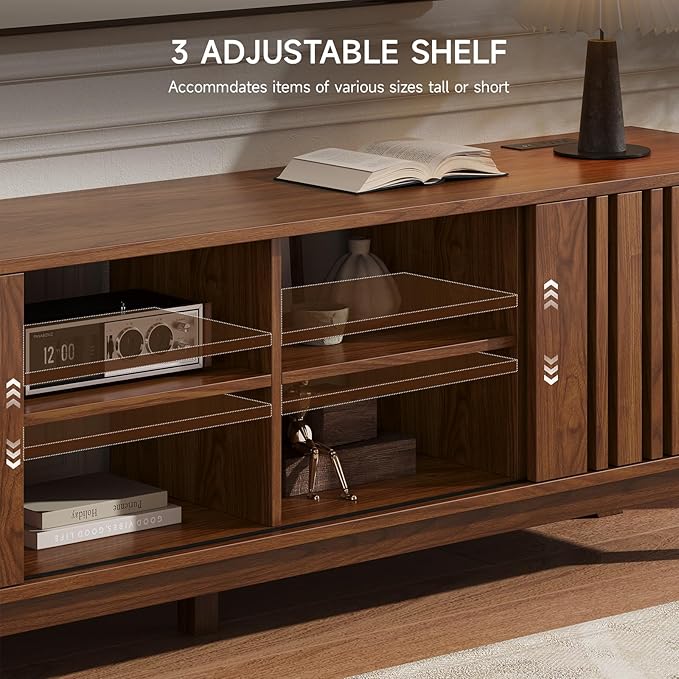 ONBRILL 70-Inch TV Stand for TVs up to 80 Inch, Mid-Century Modern Television