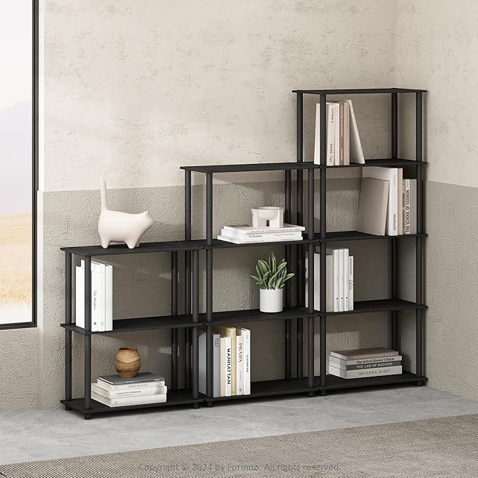Furinno Turn-N-Tube Book Shelf, 4-Tier Bookshelf, Bookcase