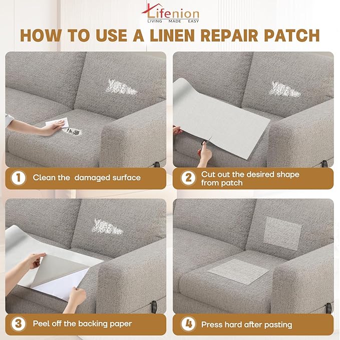 Fabric Repair Patches, 17X158 inch Linen Self-Adhesive Fabric Repair Tape