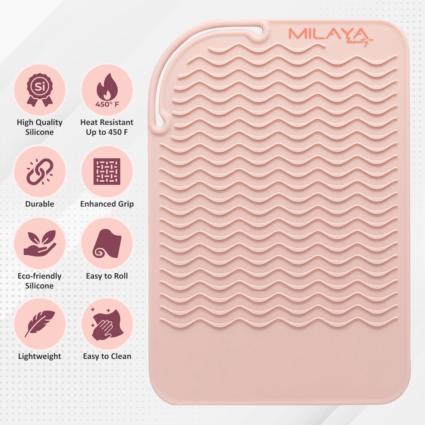 Heat Resistant Mat - Curling Iron Holder - Straightener pad - Flat Iron Holder - Silicone Mat for Hair Tools - Hot Tool Mat - Salon Tools - Hot Iron Holster - Vanity Mat - Vanity Accessories for Women