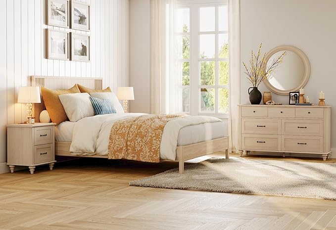 WAMPAT Beige 7 Drawers Dresser for Bedroom, Wide Chest of Drawers Kids Dresser