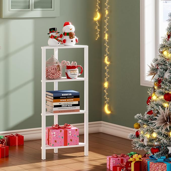 TUTOTAK Corner Shelf, 4-Tier Corner Bookshelf