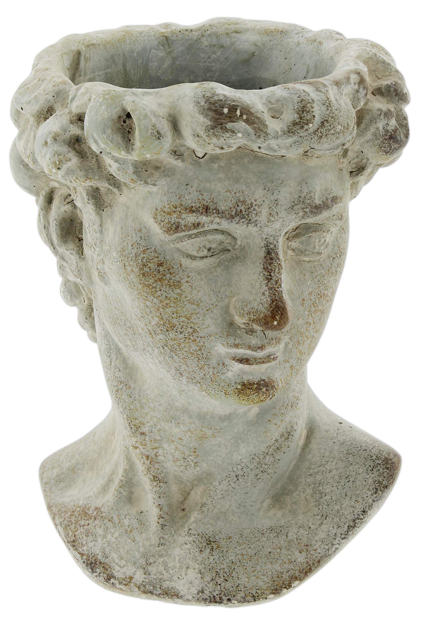 The Bridge Collection Antique Style Old World Greek Statue Head Cement Face Planter Pot