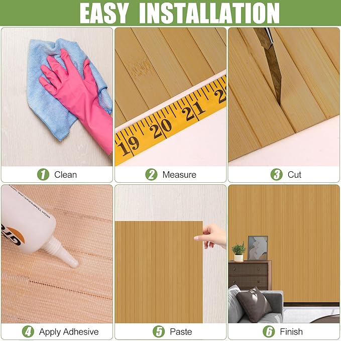 Bamboo Wall Panel for Interior Wall Decor, Renewable Pole Wrap Wainscoting Roll