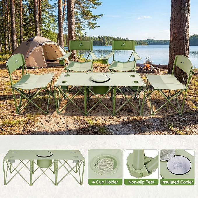 Camping Chair Set of 3, Outdoor Folding Camping Chairs