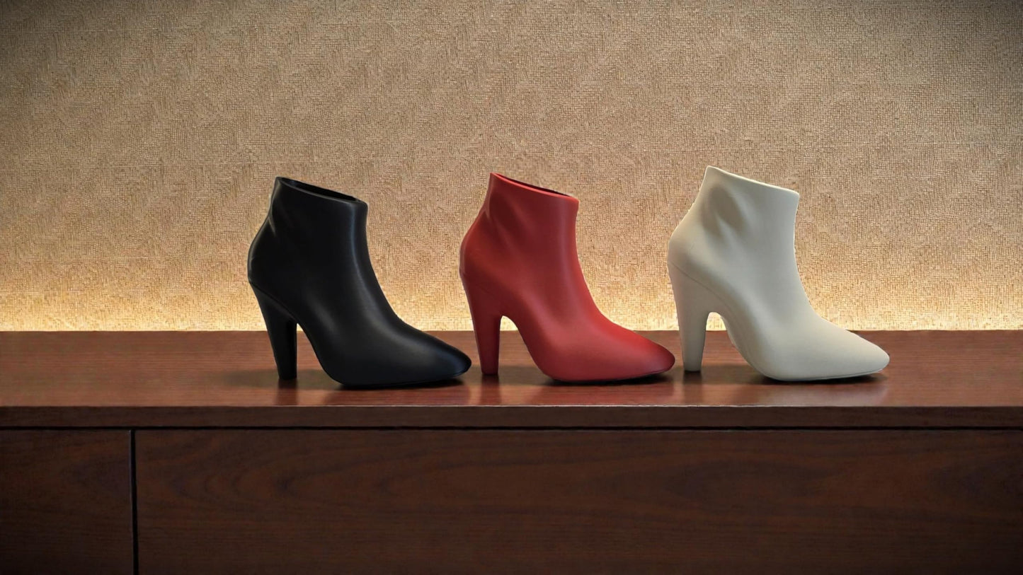 3D Printed Decorative Flower Pot – Shaped Like a High Heel Shoe – Unique Home or Office Decor Planter (Red)