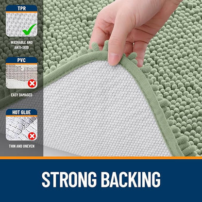 OLANLY Large Bathroom Rugs 70x46, Extra Soft Absorbent Chenille Bath Rugs, Rubber Backing Quick Dry, Machine Washable Bath Mats for Bathroom Floor, Tub and Shower, Home Decor Accessories, Sage Green