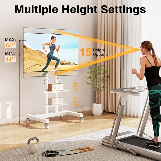 Mobile TV Stand Rolling TV Cart Floor Stand