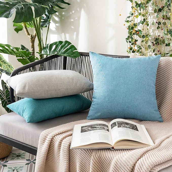 MIULEE Pack of 2 Decorative Outdoor Solid Waterproof Throw Pillow Covers Faux