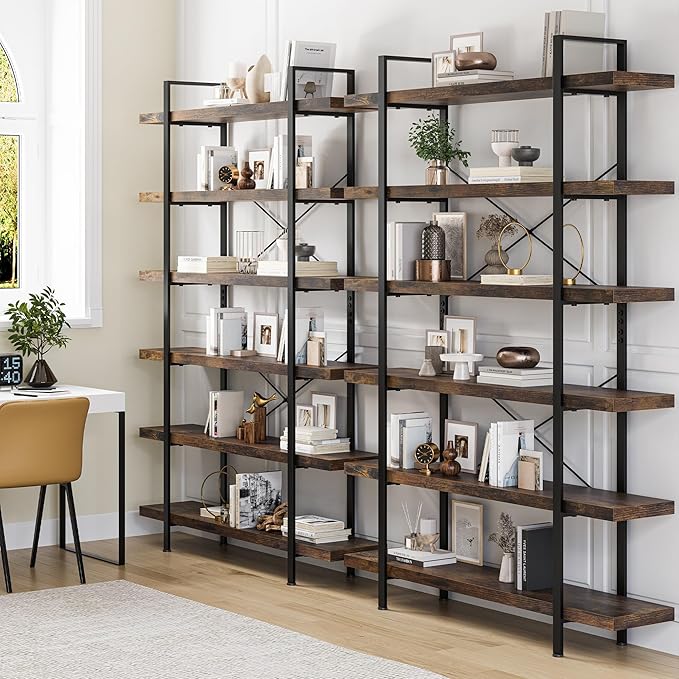 OtterOasis Heavy Duty 6-Tier Industrial Bookcase, 120lbs Shelf Capacity