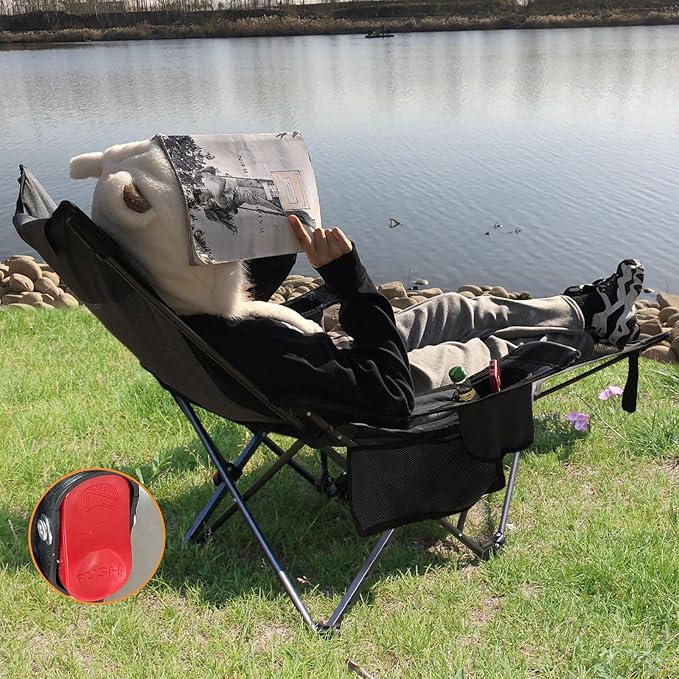 Reclining Camping Chair with Removable Footrest Lounge Chair with Headrest