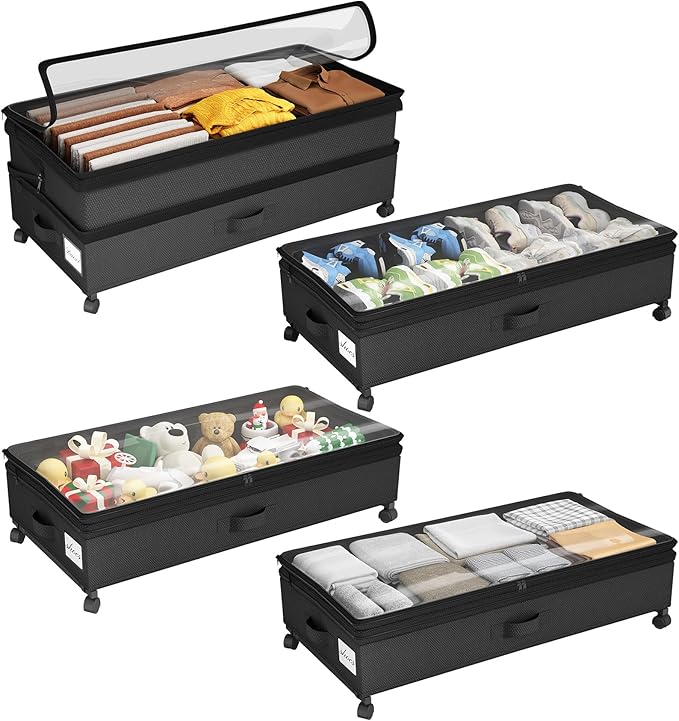 Kitstorack 4 Pack Height-adjustable Under Bed Storage