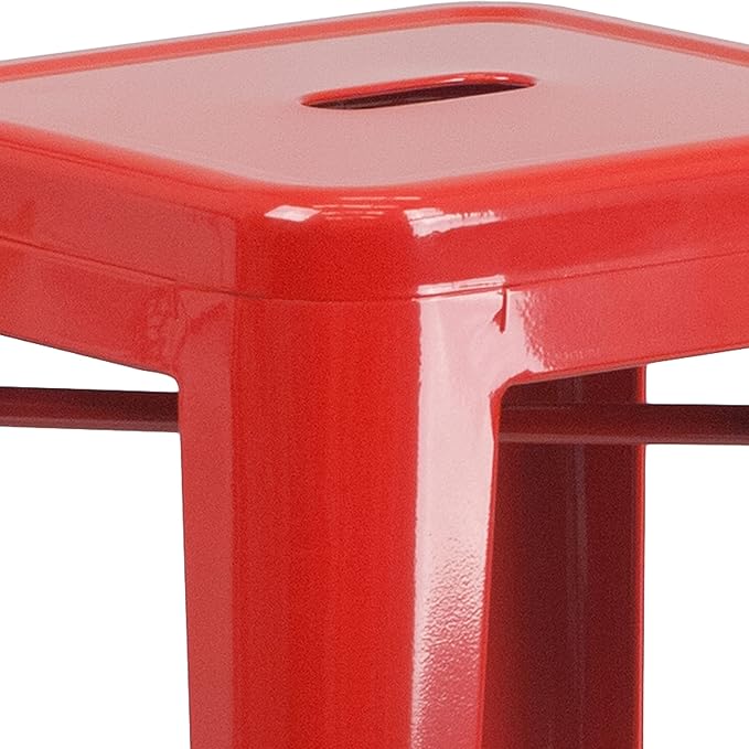 Flash Furniture Commercial Grade 30" High Backless Red Metal Indoor-Outdoor