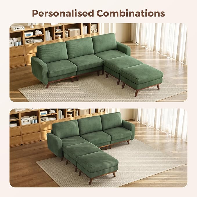 Vesgantti 97" Modular Sectional Sofa Green, U-Shaped Couch