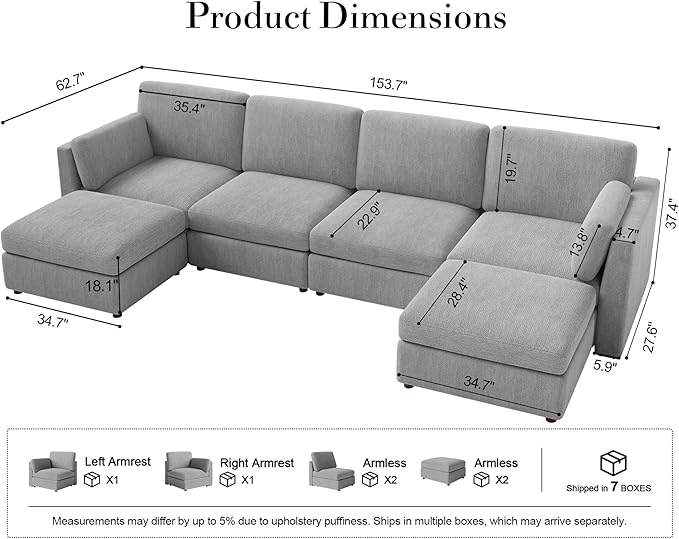 150'' Oversized Modular Sectional Sofa
