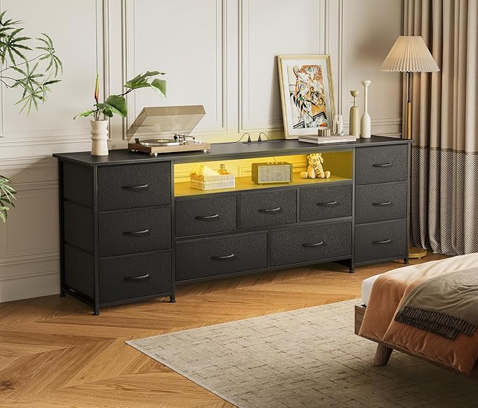 Huuger 63 Inch TV Stand for 65, 70 Inch TV, 11 Drawer Long Dresser