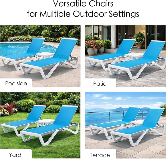 Kozyard Outdoor Chaise Lounge Chair, Fully Flat Adjustable Patio Lounger