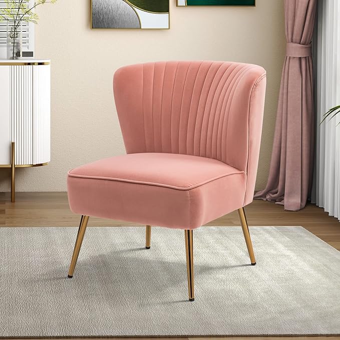 HULALA HOME Velvet Accent Chair, Modern Upholstered Cute Side Chair