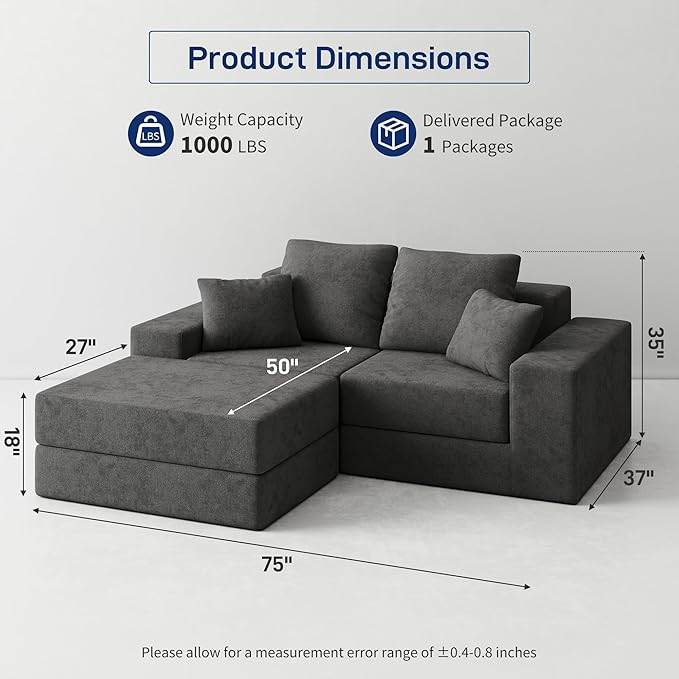 Cloud Modular Sectional Sofa, Comfy Boneless Couch