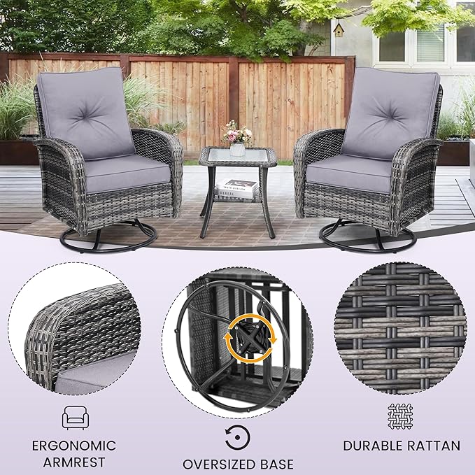 wildformers Luxury Outdoor Swivel Wicker Glider Patio Chairs