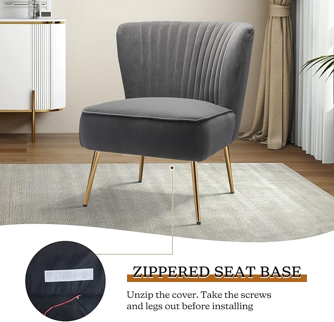 HULALA HOME Velvet Accent Chair, Modern Upholstered Cute Side Chair