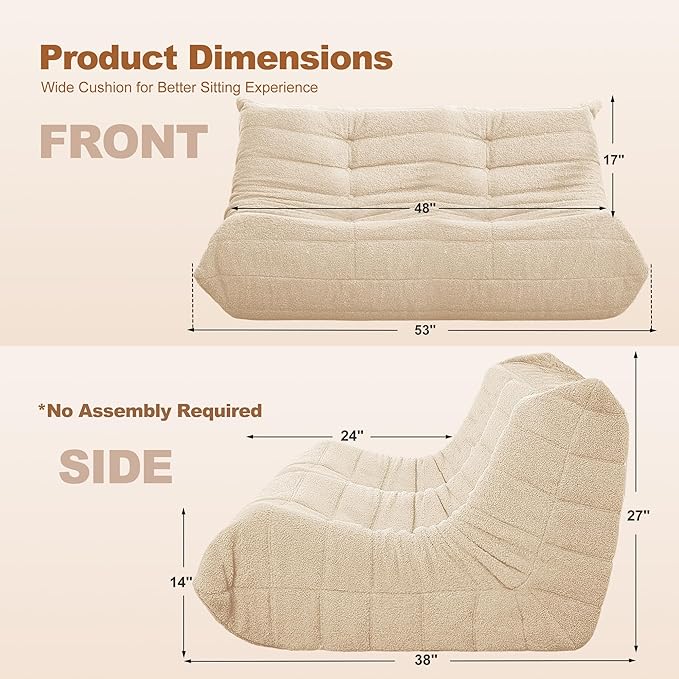 Bean Bag Loveseat Chair Big Sofa Beanbag Chair