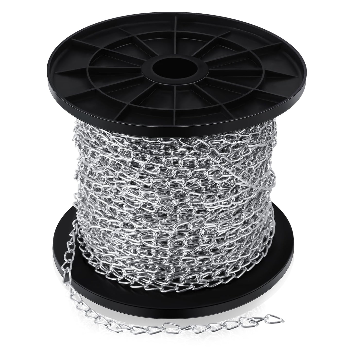 Yaocom 50 ft Galvanized Steel Hanging Jack Chain Silver Metal Link Chain Roll Spool for Light Fixture, Bird Feeders, Overhead Lights, Artworks, Flowerpots(1.3mm)