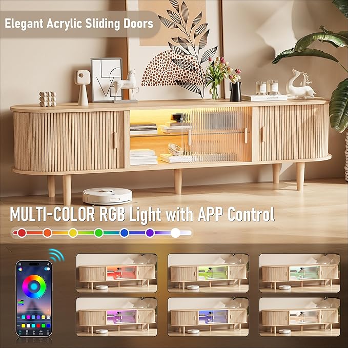 70" Fluted TV Stand with LED Lights