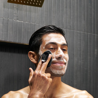 MANSCAPED® The Face Buffer - Men's Silicone Face Scrubber for Nourishing, Deep Cleaning & Exfoliating Your Skin, No-Slip Suction Cup Handle, Gentle Face Massage, 1-Pack