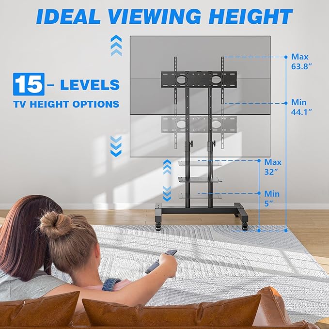 Rfiver Mobile TV Cart Rolling TV Stand