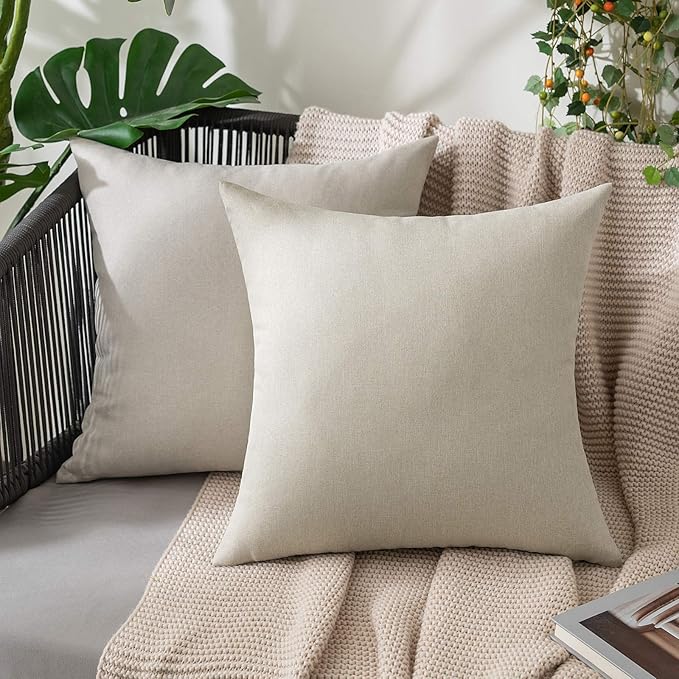 MIULEE Pack of 2 Decorative Outdoor Solid Waterproof Throw Pillow Covers Euro