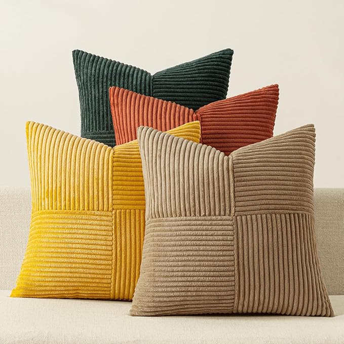 MIULEE Green Rust Throw Pillow Covers 18x18 Inch Set of 4 Boho Farmhouse Soft