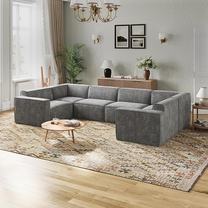 Novilla 134" Modular Sectional Sofa, No Assembly Cloud Sectional Couch