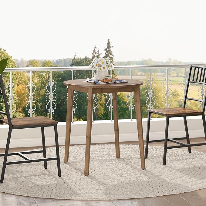 HOOBRO Bamboo Dining Table, Round Dining Table
