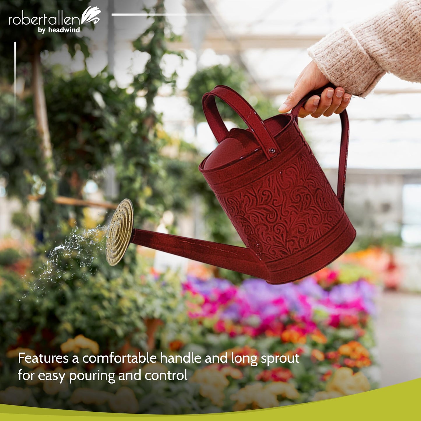 Robert Allen MPT01184 Morgan Metal Watering Can, 1 Gallon, Autumn Blaze