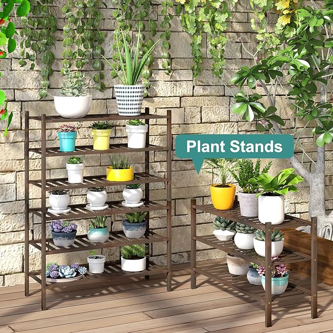 viewcare Shoe Rack for Closet, 3-Tier Bamboo Wood Shoe Racks, Stackable |