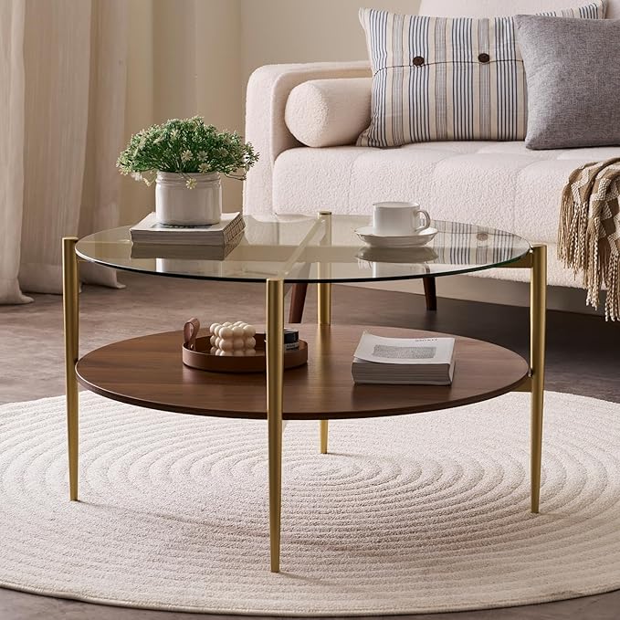 LumFurn Round Coffee Table, Mid-Century Modern Design, D30“ x H17”,