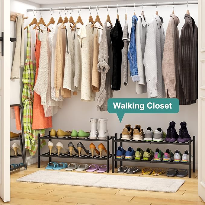 viewcare 2-Tier Black Bamboo Shoe Rack