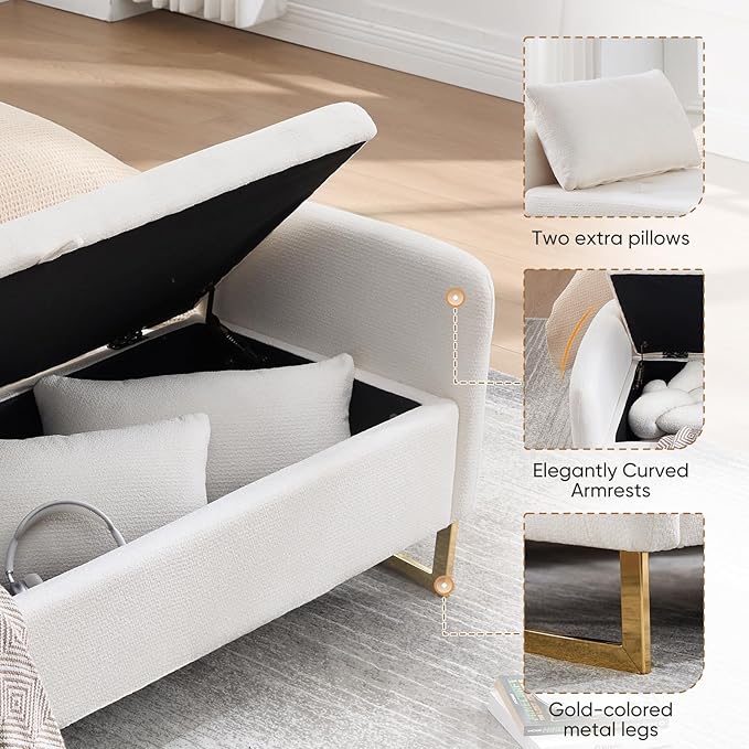65" Storage Ottoman Bench, Storage Bench