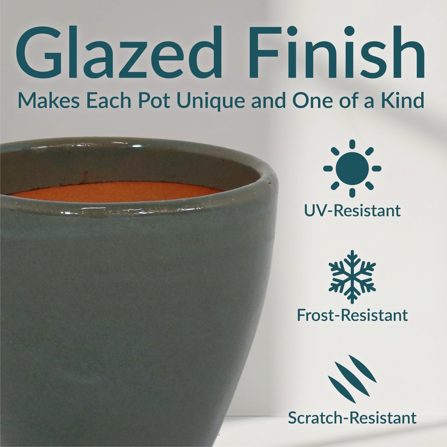 Sunnydaze Resort Round Ceramic Planter - Set of 2 Indoor or Outdoor Plant Pots with Drainage Hole - 8" - Gray Glaze